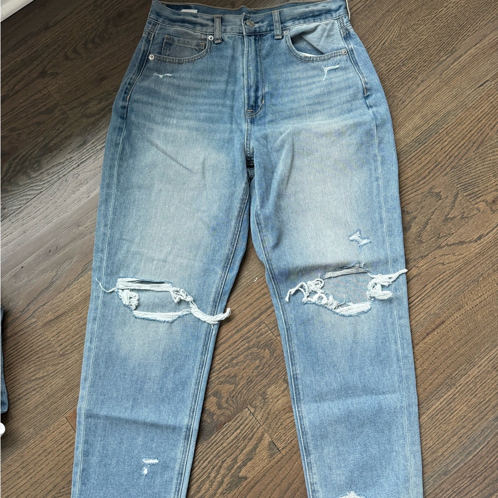 American Eagle high-waisted ripped boyfriend jeans